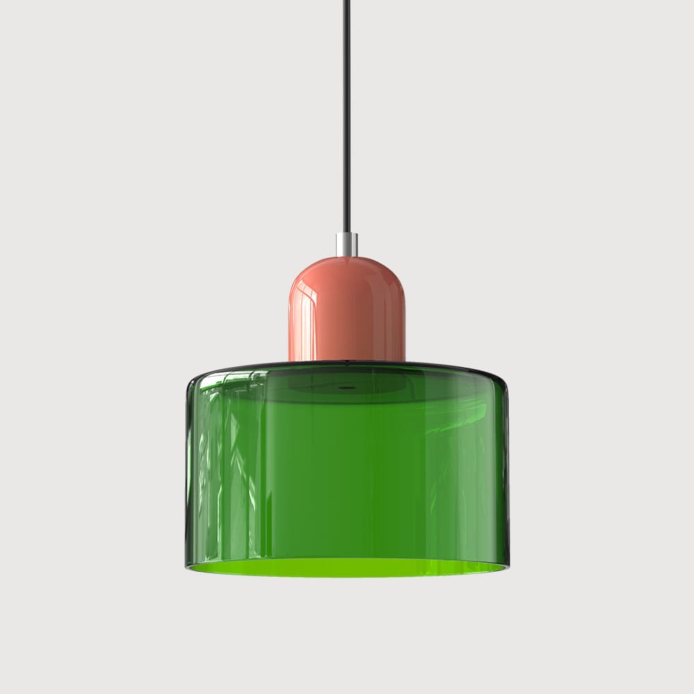 Suspension en verre coloré | Élégance rétro & touche pop Vert impérial / Rose