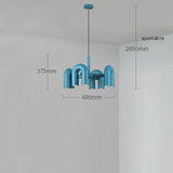Lustre design tubulaire contemporain 8 lampes | Bleu / Dimmable