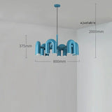 Lustre design tubulaire contemporain 12 lampes | Bleu / Dimmable