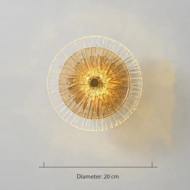 Applique murale ronde en verre rayonnant | Luminaire sculptural au style chic et raffiné