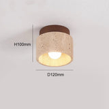 Spot plafond en travertin & bois | Élégance minérale naturelle A / Bois clair / Blanc chaud