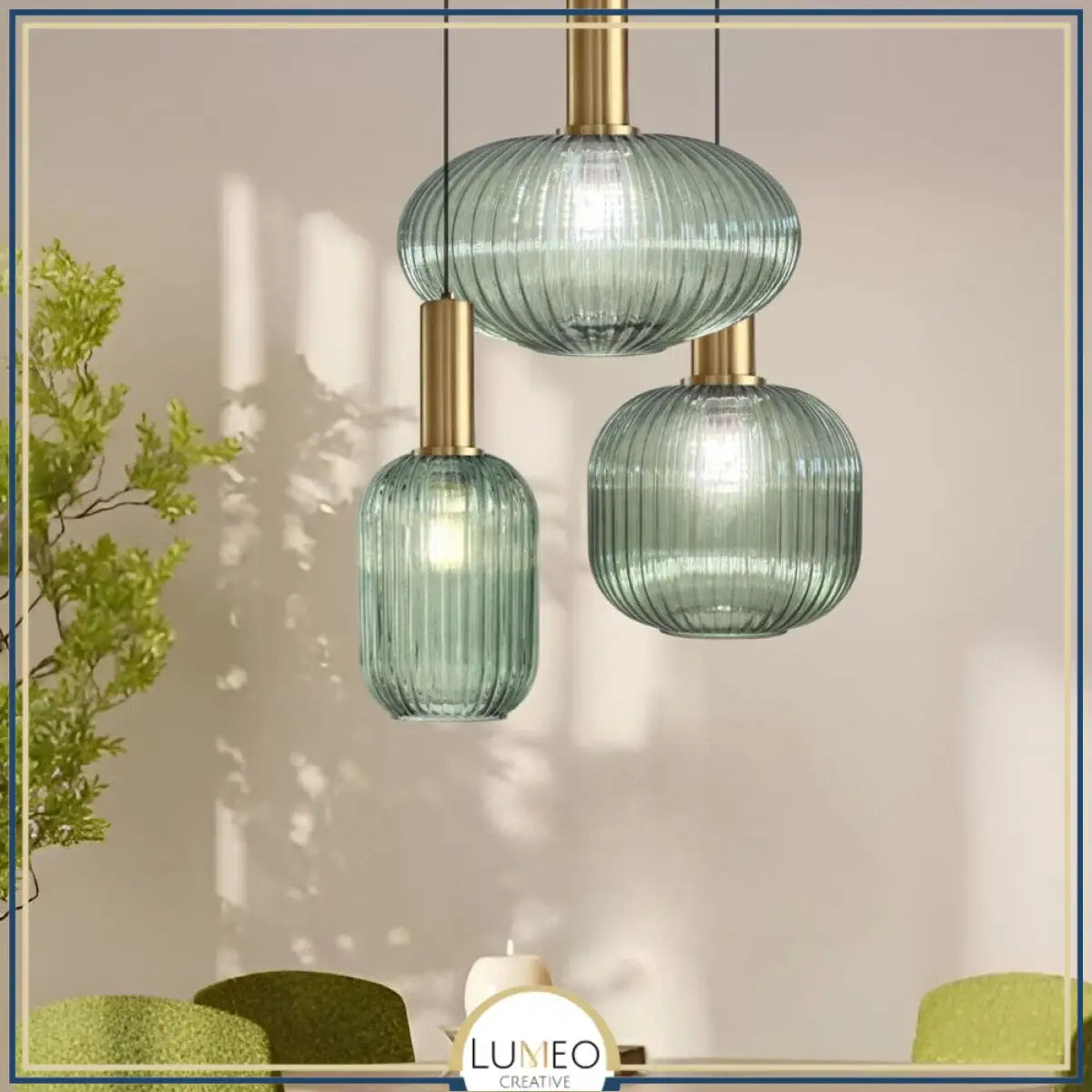 suspension en verre vintage vert amande