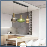 Suspension en verre vintage 3 luminaires