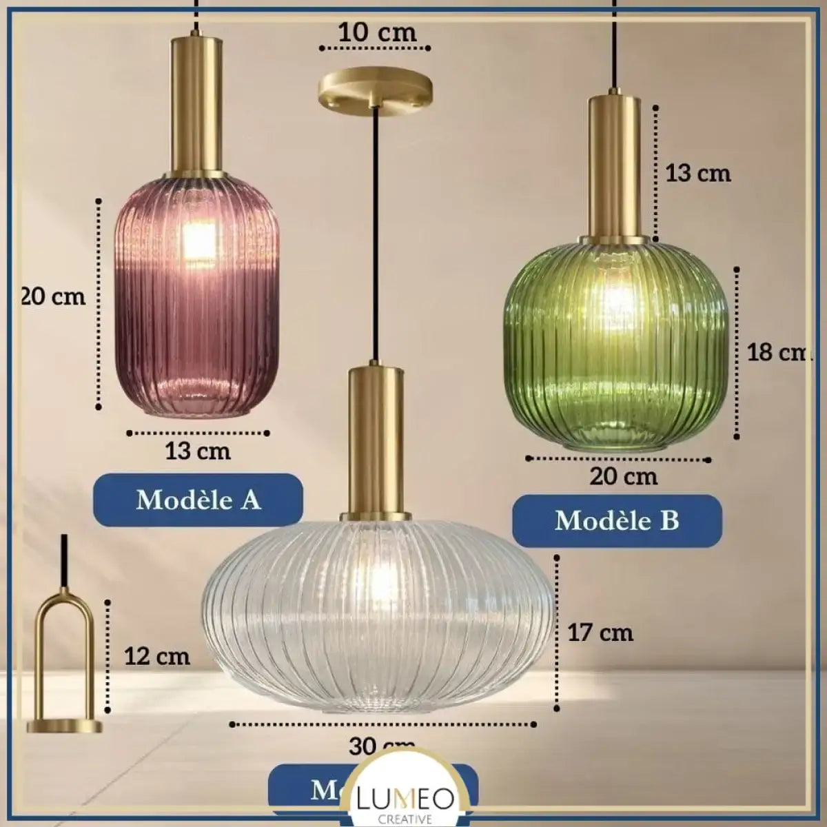 dimensions luminaire cristali