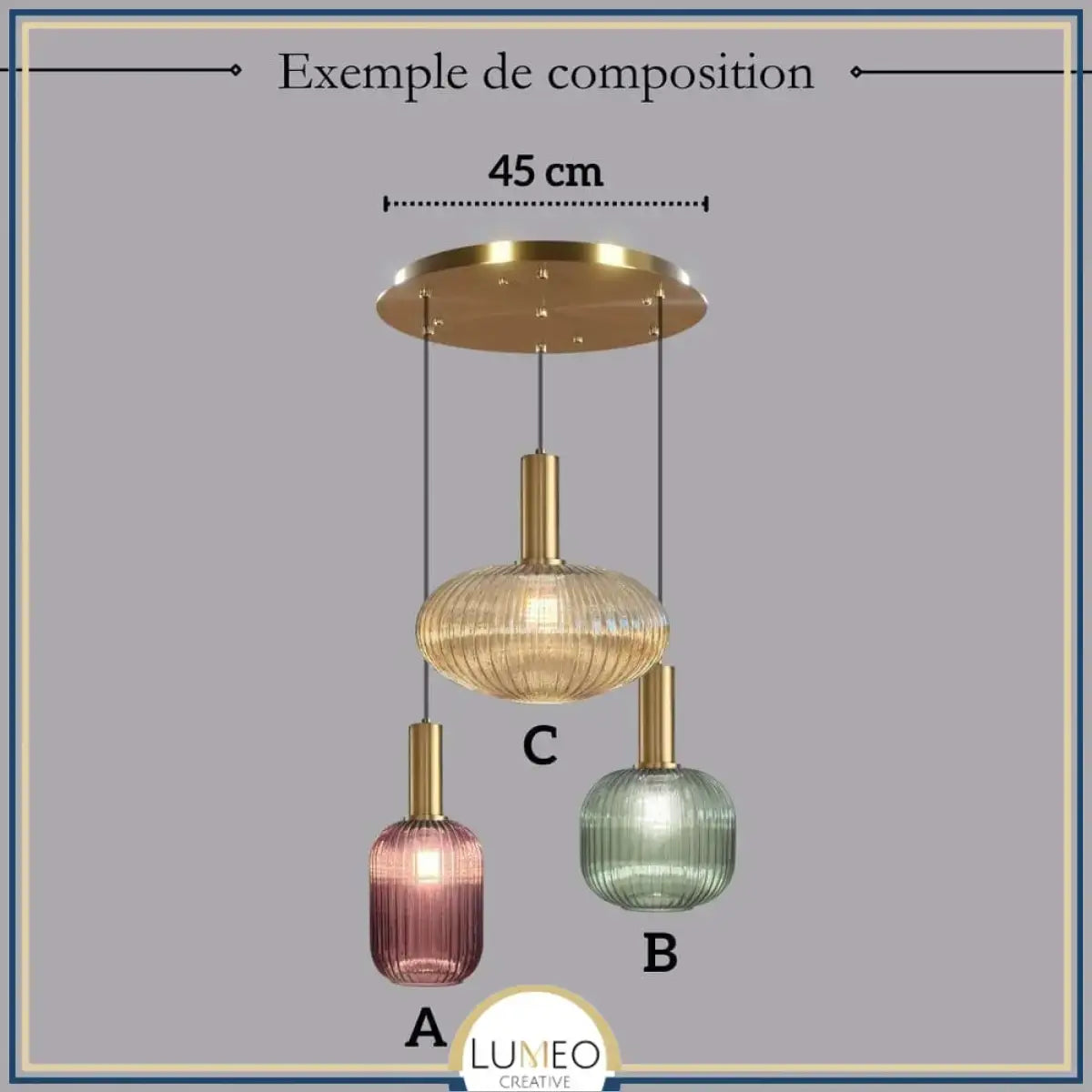 suspension en verre 3 luminaires