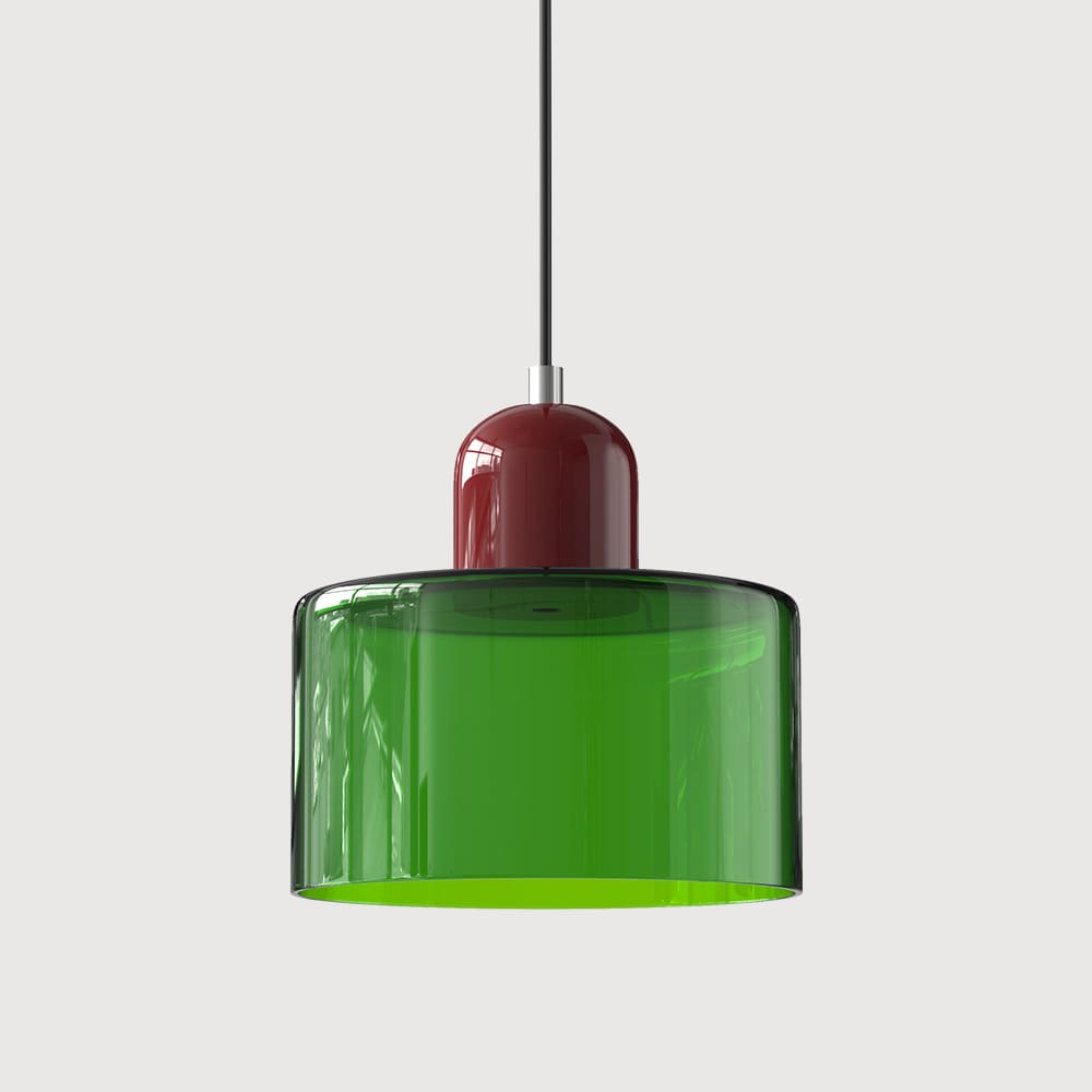 Suspension en verre coloré | Élégance rétro & touche pop Vert impérial / Bordeau