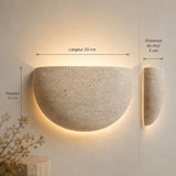 Applique murale en travertin | Luminaire en pierre naturelle DEMI-LUNE
