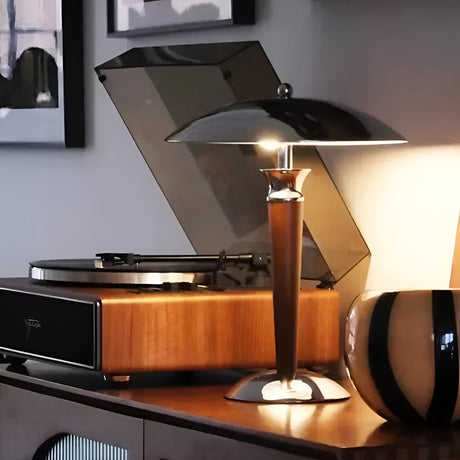 Lampe à poser design métal & bois | Style rétro chic