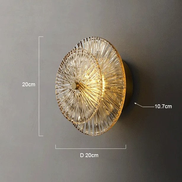Applique murale ronde en verre rayonnant | Luminaire sculptural au style chic et raffiné