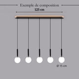 Suspension noir ou doré & boule en verre dépoli