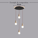 Suspension chic en verre opalin pierre naturelle et bois | PERLINE