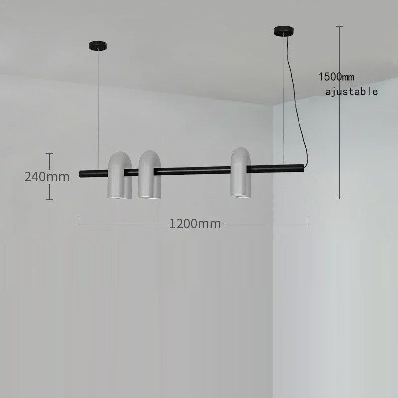 Lustre design tubulaire contemporain 6 lampes | Gris / Dimmable