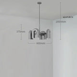 Lustre design tubulaire contemporain 8 lampes | Gris / Dimmable
