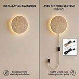 Applique murale LED ronde en travertin rétroéclairée | ÉCLIPSE