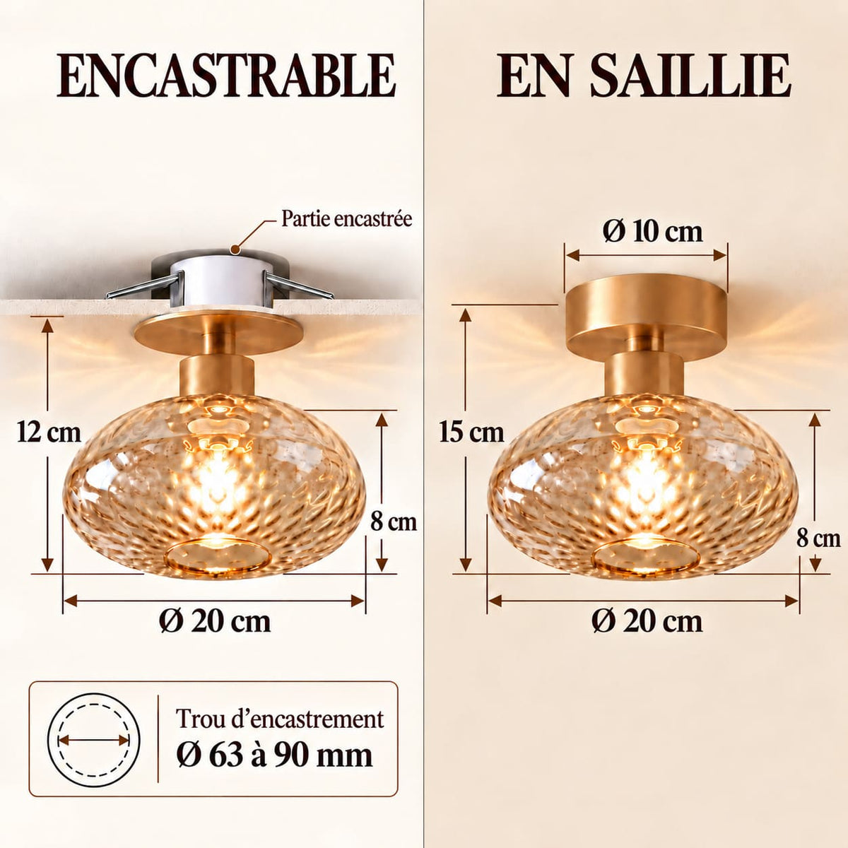 Spot et Plafonnier en verre vintage – Collection CRISTALI SIGNATURE