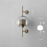 Applique murale cylindrique verre & métal | Luminaire mural style art déco moderne A XL / Cuivre