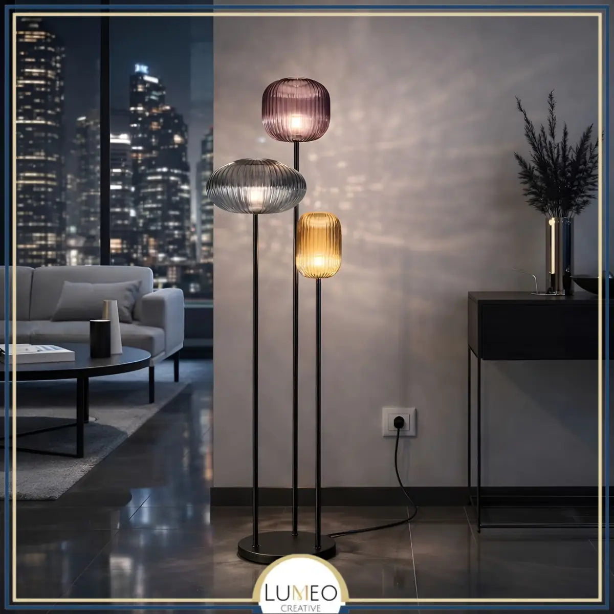 Lampadaire en verre vintage CRISTALI | 3 luminaires à personnaliser