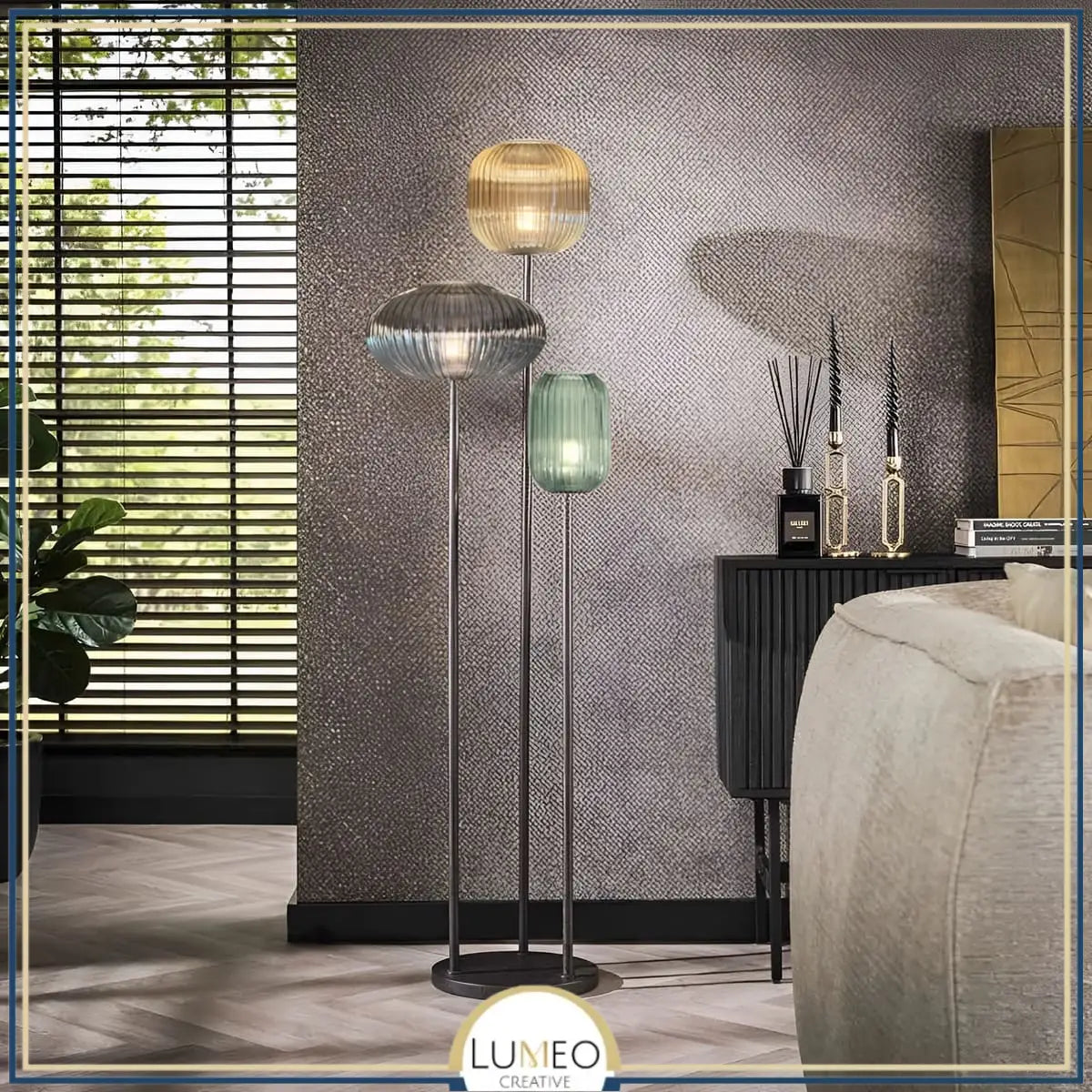 Lampadaire en verre vintage CRISTALI | 3 luminaires à personnaliser