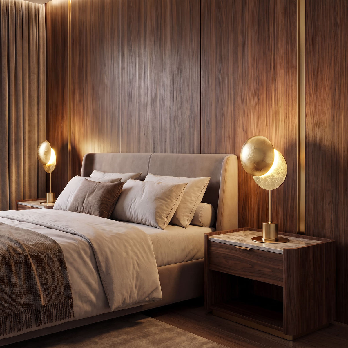 Lampe de table sans fil rechargeable ÉCLIPSE | Design chic & doré