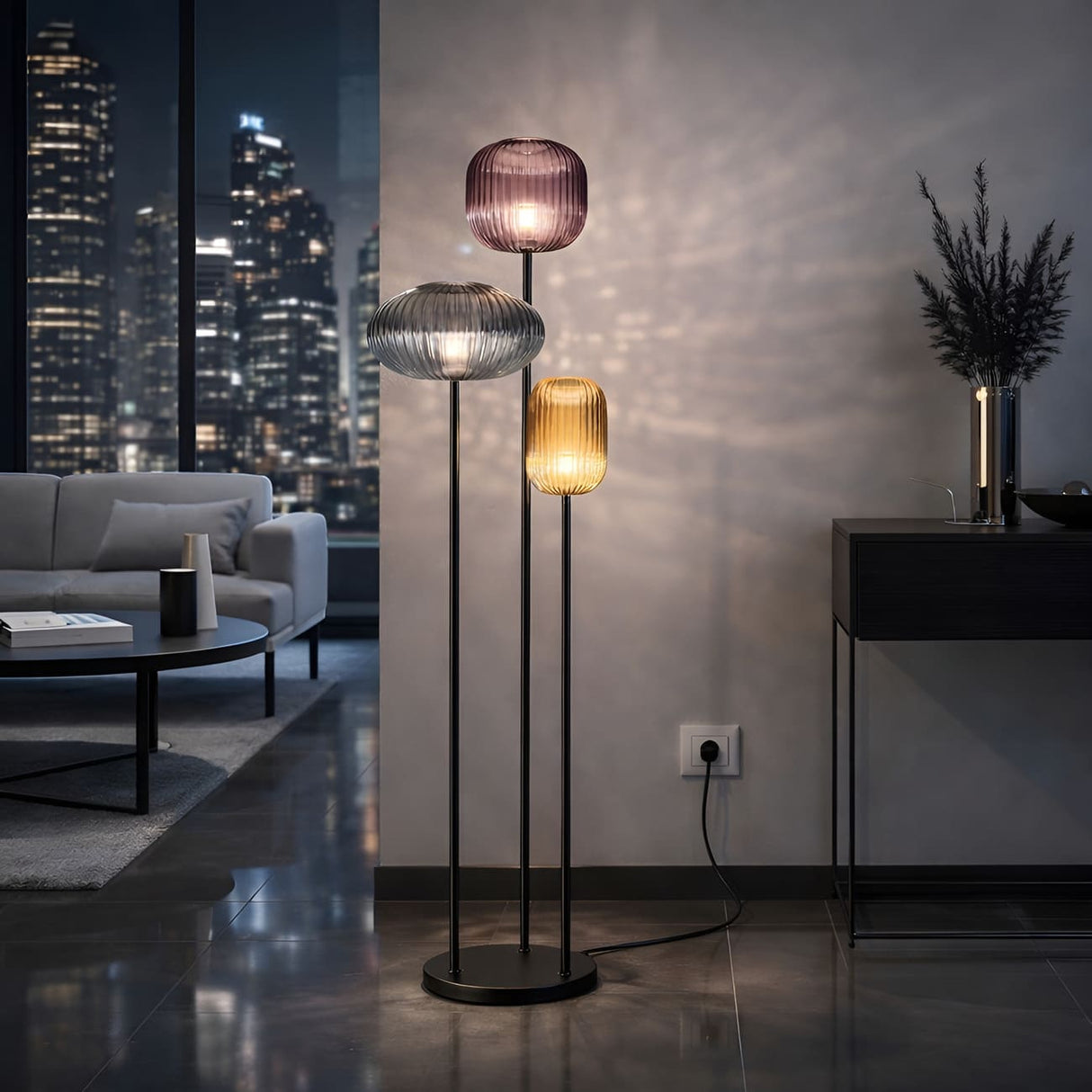 Lampadaire en verre vintage CRISTALI | 3 luminaires à personnaliser