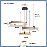 Lustre anneau en pierre naturelle 40 + 50 + 60 cm / Blanc chaud