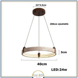 Lustre anneau en pierre naturelle 40 cm / Blanc chaud