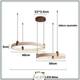 Lustre anneau en pierre naturelle 50 + 60 cm / Blanc chaud