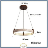 Lustre anneau en pierre naturelle 50 cm / Blanc chaud
