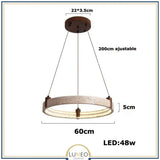 Lustre anneau en pierre naturelle 60 cm / Blanc chaud