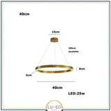 Lustre anneaux martelés dorés | Contemporain & Chic 40 cm / Blanc froid
