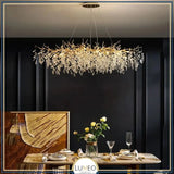 Lustre cascade cristalline doré ou argenté