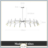 Lustre circulaire architectural en tubes à LED | Luminaire au design moderne