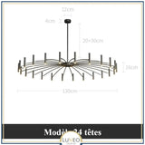 Lustre circulaire architectural en tubes à LED | Luminaire au design moderne