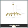 Lustre circulaire architectural en tubes à LED | Luminaire au design moderne Diamètre 100 cm 12 tubes / Or / Blanc chaud