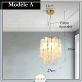 Lustre design en coquillages naturelles Modèle A | 27 cm / Argent