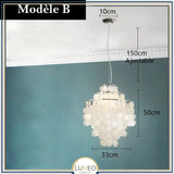 Lustre design en coquillages naturelles Modèle B | 33 cm / Argent