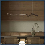 Lustre organique en bois massif | Design sculptural Marron foncé