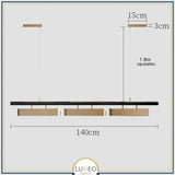 Lustre suspendu au design rectangulaire dorée | Luminaire suspendu moderne et épuré