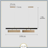 Lustre suspendu au design rectangulaire dorée | Luminaire suspendu moderne et épuré