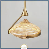 Lustre suspendu cristal ondulé en métal doré ou argenté