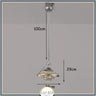 Lustre suspendu cristal ondulé en métal doré ou argenté Gris fumé