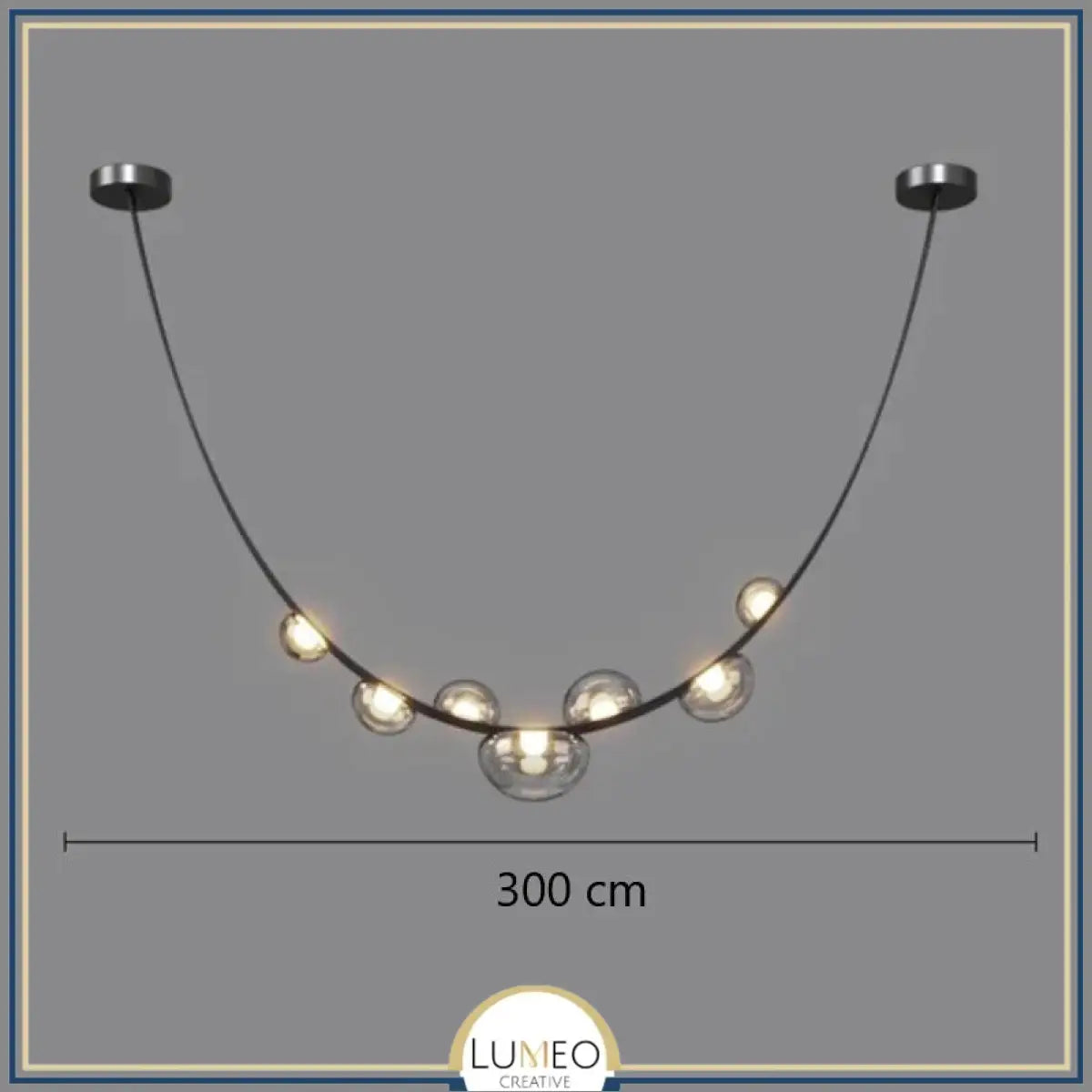 Lustre suspendu design à sangles de cuir et globes en verre Noir 3 mètres / Gris fumé / Blanc froid