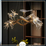 Lustre suspendu oiseaux en résine sculptée | Chic & sculptural