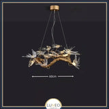 Lustre suspendu oiseaux en résine sculptée | Chic & sculptural Rond 60 cm / Blanc froid