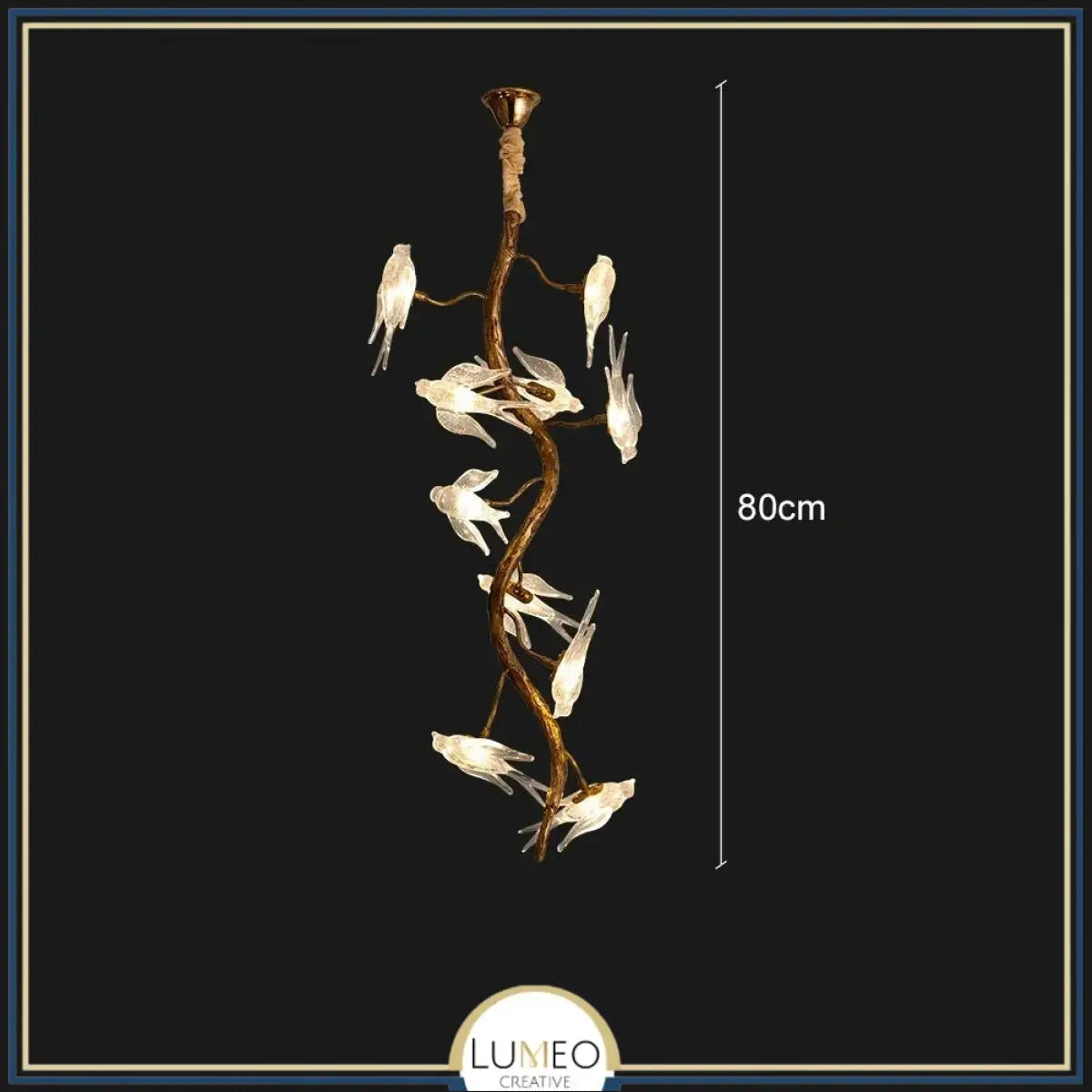 Lustre suspendu oiseaux en résine sculptée | Chic & sculptural Vertical 80 cm / Blanc froid