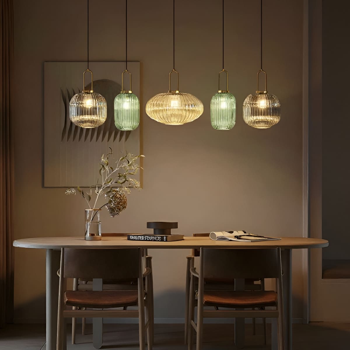 lustre salle à manger en verre style vintage chic et moderne