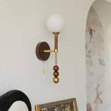 Applique murale vintage globe en verre & bois | Luminaire au charme rétro chic