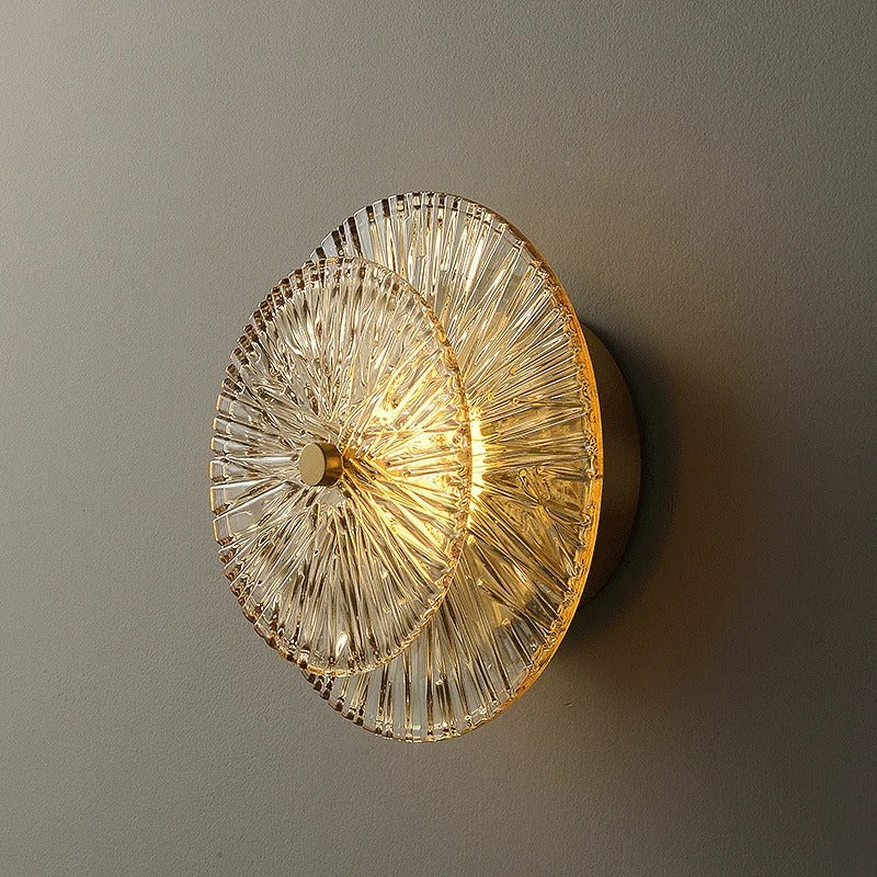 Applique murale ronde en verre rayonnant | Luminaire sculptural au style chic et raffiné