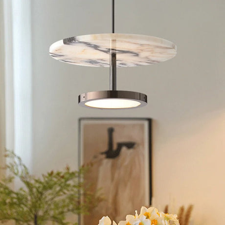 Suspension disque en marbre naturel | Luminaire haut de gamme à LED