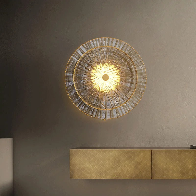 Applique murale ronde en verre rayonnant | Luminaire sculptural au style chic et raffiné